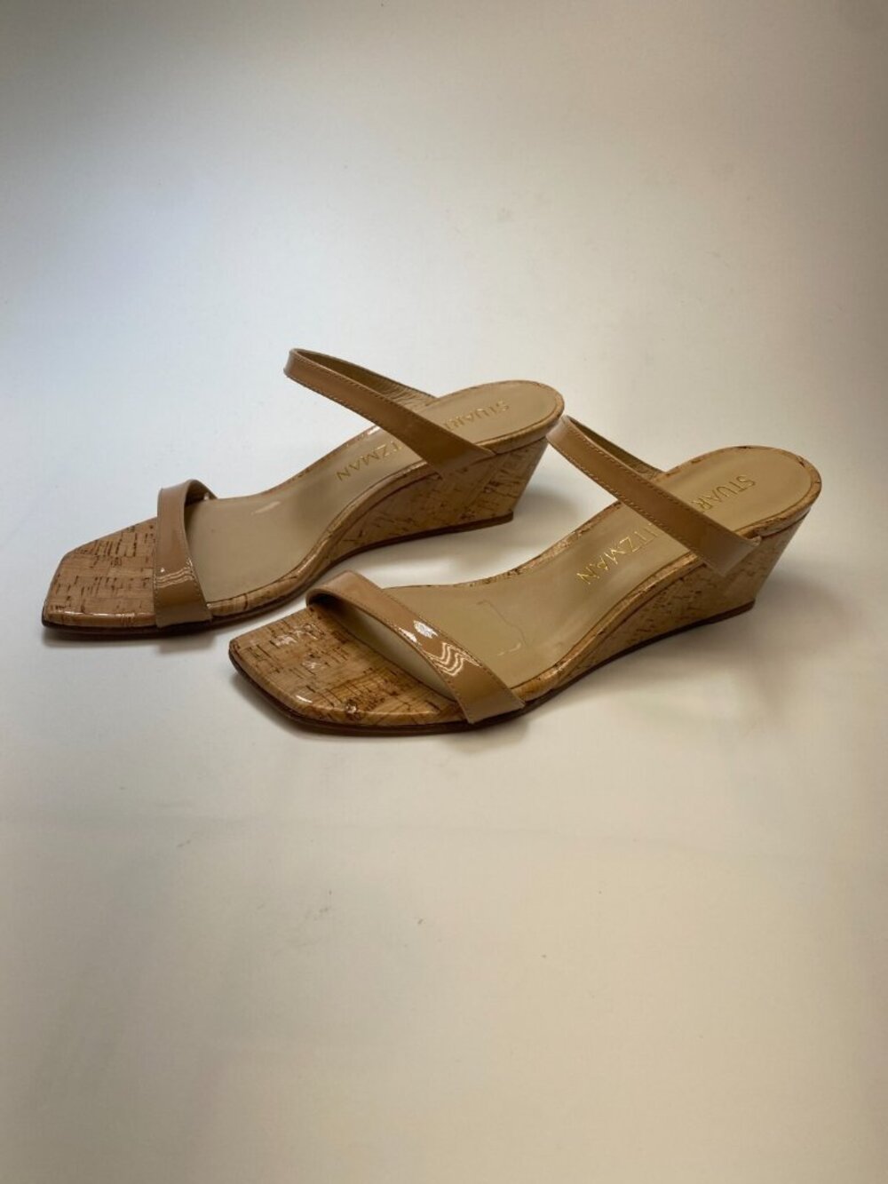 Stuart Weitzman Womens Aleena 50 Wedge Adobe Strap Wedge Sandal Sz 8 B